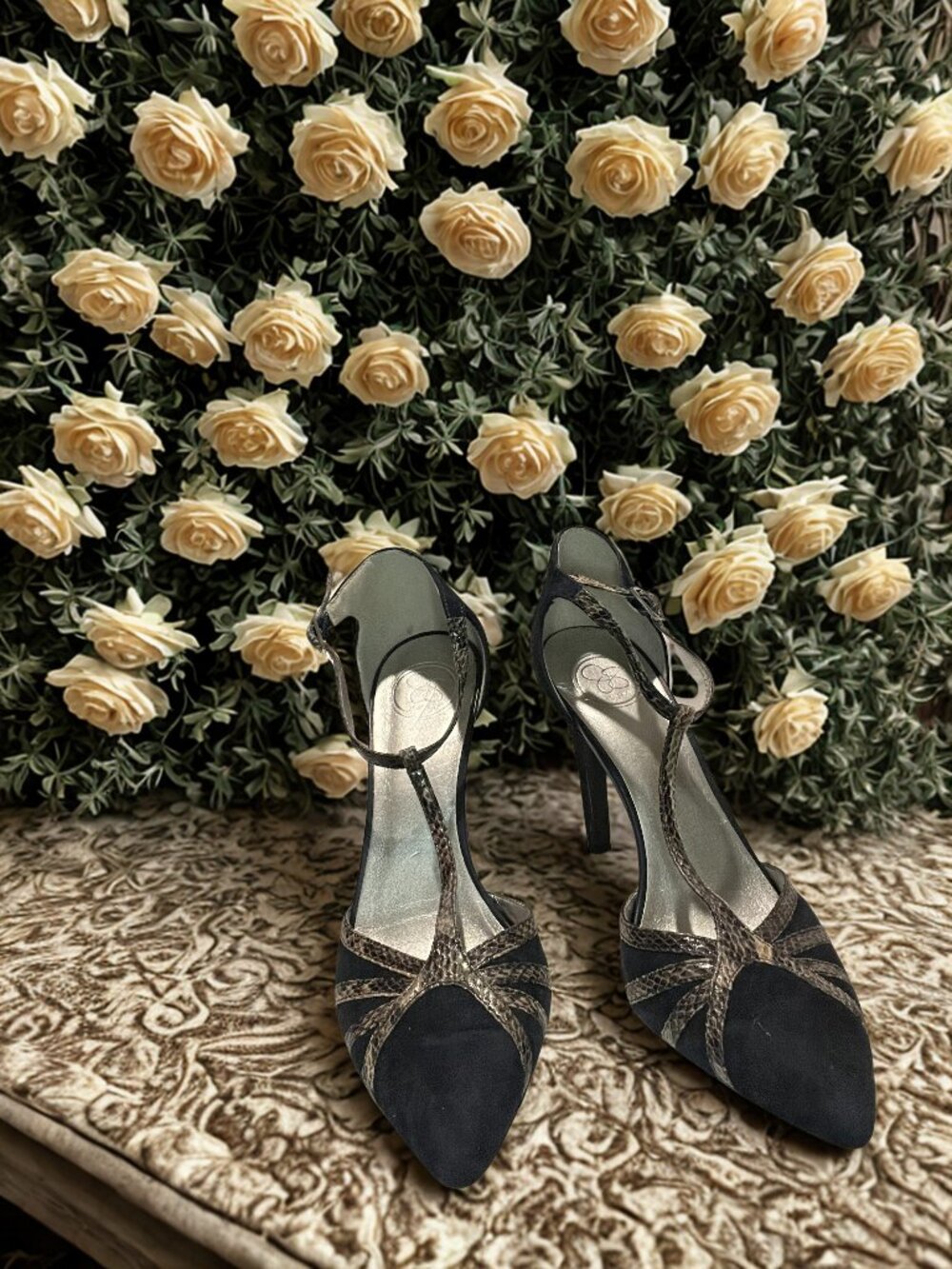 Jessica Simpson Snakeskin and Suede Blue w/ Gray Pumps 10
